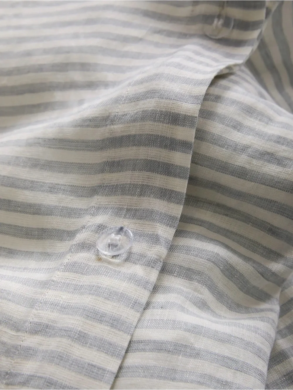 Quince European Linen Duvet Cover Set in Grey & White Stripe Queen 1217